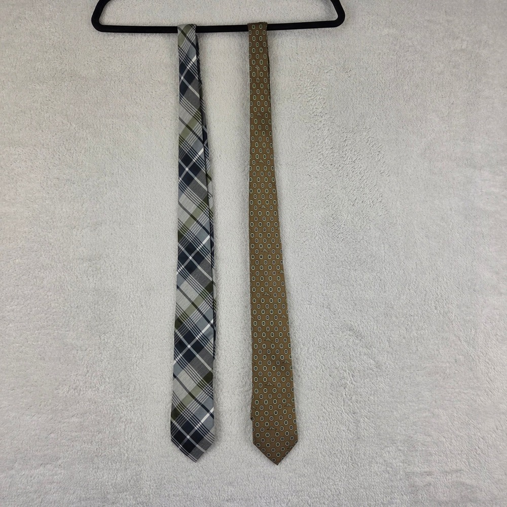 Alfani Plaid & Tommy Bahama Silk Marlin Geometric Necktie Lot of 2 Mens Ties